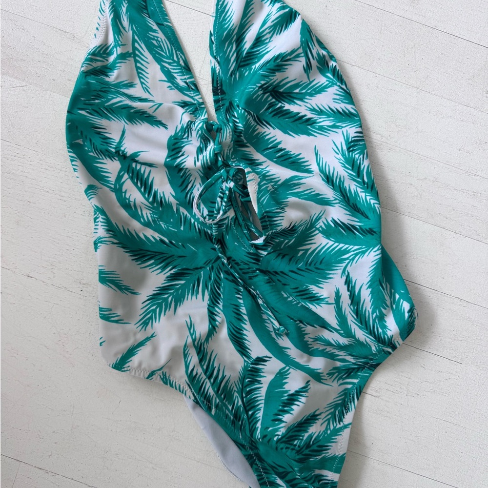 🔥 FLASH SALE Milly High Cut Cheeky Green Palm One Piece Swimsuit - Size P